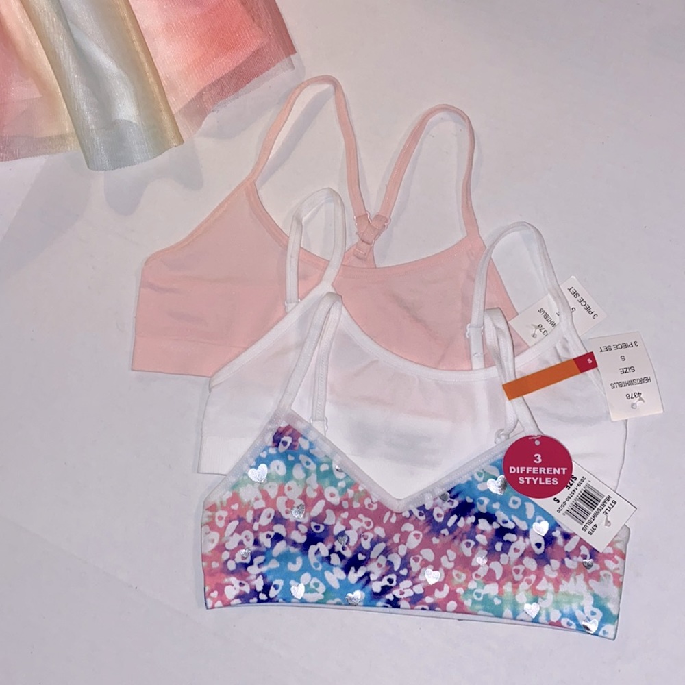 Maidenform Girl Seamfree Crop Multi Silhouette Bralette - 3 Pack ~ Size S ~ NWT